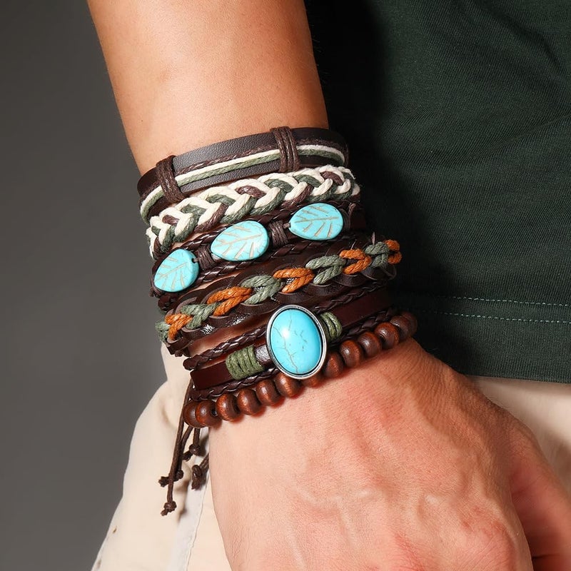JAVMOO Gothic Bracelet Adjustable Punk Braided Leather Multilayer Grunge Set Bracelets Emo Metal Cuff Wrap Bangles Meaningful Gift - Image 5